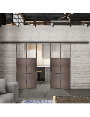 Glasschiebetür BLACK-LINE Loft Rosteisen | Glastuershop24