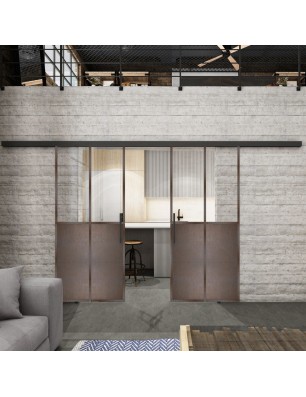 Glasschiebetür BLACK-LINE Loft Rosteisen | Glastuershop24