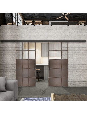 Glasschiebetür BLACK-LINE Loft Rosteisen | Glastuershop24