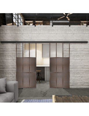 Glasschiebetür BLACK-LINE Loft Rosteisen | Glastuershop24