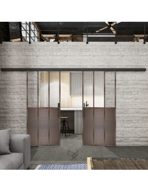 Glasschiebetür BLACK-LINE Loft Rosteisen | Glastuershop24