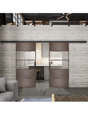Glasschiebetür BLACK-LINE Loft Rosteisen | Glastuershop24