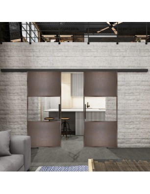 Glasschiebetür BLACK-LINE Loft Rosteisen | Glastuershop24