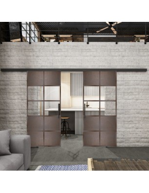 Glasschiebetür BLACK-LINE Loft Rosteisen | Glastuershop24