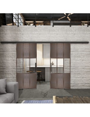 Glasschiebetür BLACK-LINE Loft Rosteisen | Glastuershop24