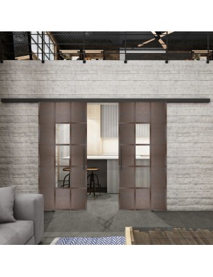 Glasschiebetür BLACK-LINE Loft Rosteisen | Glastuershop24