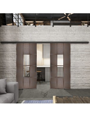 Glasschiebetür BLACK-LINE Loft Rosteisen | Glastuershop24