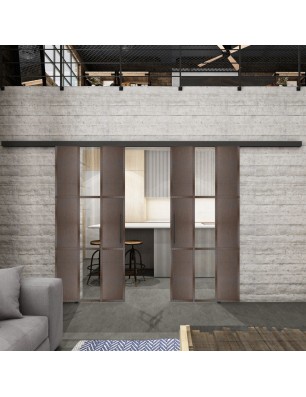 Glasschiebetür BLACK-LINE Loft Rosteisen | Glastuershop24