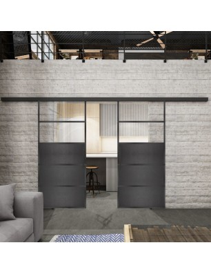 Glasschiebetür BLACK-LINE Loft Schwarzeisen | Glastuershop24