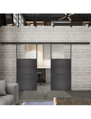 Glasschiebetür BLACK-LINE Loft Schwarzeisen | Glastuershop24