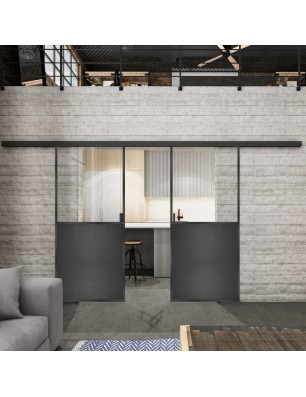 Glasschiebetür BLACK-LINE Loft Schwarzeisen | Glastuershop24