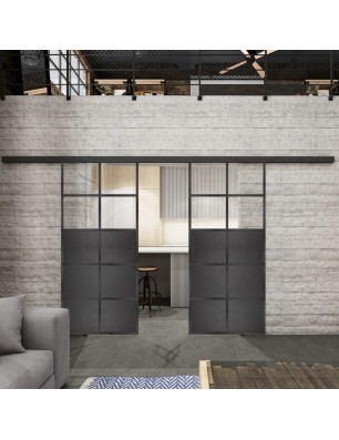 Glasschiebetür BLACK-LINE Loft Schwarzeisen | Glastuershop24