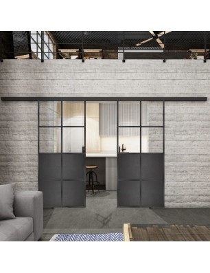 Glasschiebetür BLACK-LINE Loft Schwarzeisen | Glastuershop24