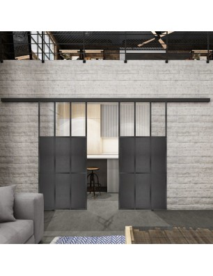 Glasschiebetür BLACK-LINE Loft Schwarzeisen | Glastuershop24
