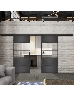 Glasschiebetür BLACK-LINE Loft Schwarzeisen | Glastuershop24