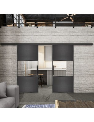 Glasschiebetür BLACK-LINE Loft Schwarzeisen | Glastuershop24