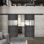 Glasschiebetür BLACK-LINE Loft Schwarzeisen Genietet 29 Auf Klarglas