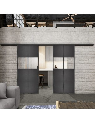 Glasschiebetür BLACK-LINE Loft Schwarzeisen | Glastuershop24