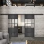 Glasschiebetür BLACK-LINE Loft Schwarzeisen Genietet 31 Auf Klarglas