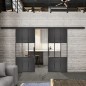 Glasschiebetür BLACK-LINE Loft Schwarzeisen Genietet 33 Auf Klarglas