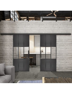 Glasschiebetür BLACK-LINE Loft Schwarzeisen | Glastuershop24