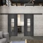 Glasschiebetür BLACK-LINE Loft Schwarzeisen Genietet 34 Auf Klarglas