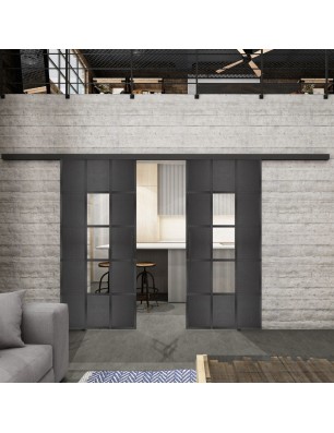 Glasschiebetür BLACK-LINE Loft Schwarzeisen | Glastuershop24