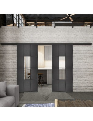 Glasschiebetür BLACK-LINE Loft Schwarzeisen | Glastuershop24