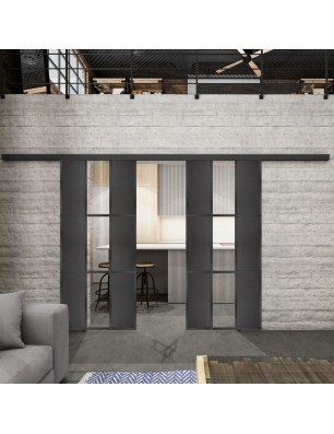 Glasschiebetür BLACK-LINE Loft Schwarzeisen | Glastuershop24