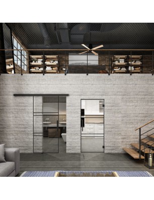 Glasschiebetür BLACK-LINE Loft Schwarzlack 17 | Glastuershop24