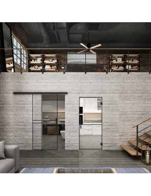 Glasschiebetür BLACK-LINE Loft Schwarzlack 18 | Glastuershop24