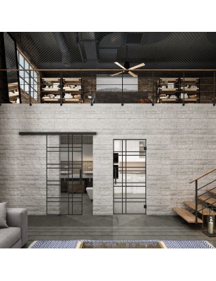 Glasschiebetür BLACK-LINE Loft Schwarzlack 19 | Glastuershop24