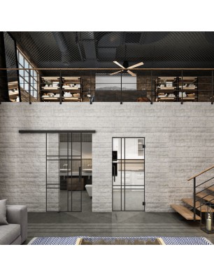 Glasschiebetür BLACK-LINE Loft Schwarzlack 20 | Glastuershop24