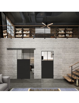 Glasschiebetür BLACK-LINE Loft Schwarzlack 25 | Glastuershop24