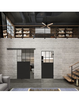 Glasschiebetür BLACK-LINE Loft Schwarzlack 27 | Glastuershop24