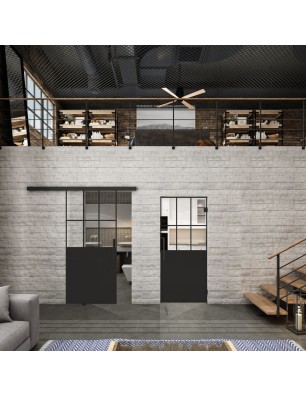 Glasschiebetür BLACK-LINE Loft Schwarzlack 28 | Glastuershop24