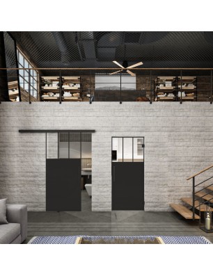 Glasschiebetür BLACK-LINE Loft Schwarzlack 29 | Glastuershop24