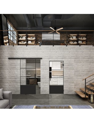 Glasschiebetür BLACK-LINE Loft Schwarzlack 32 | Glastuershop24