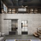 Glasschiebetür BLACK-LINE Loft Schwarzlack 34 Auf Klarglas