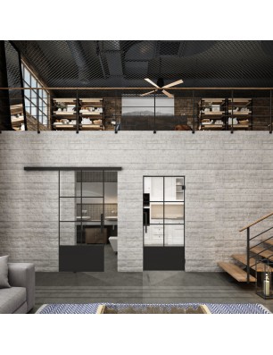 Glasschiebetür BLACK-LINE Loft Schwarzlack 35 | Glastuershop24
