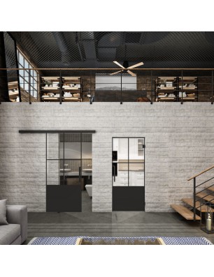 Glasschiebetür BLACK-LINE Loft Schwarzlack 36 | Glastuershop24
