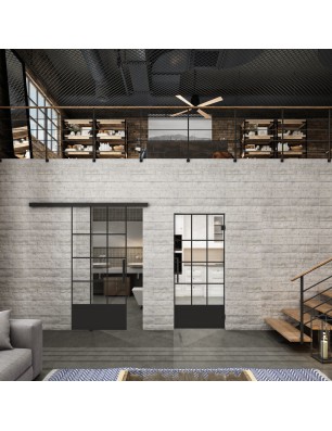 Glasschiebetür BLACK-LINE Loft Schwarzlack 37 | Glastuershop24