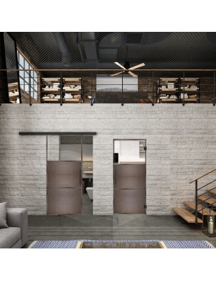 Glasschiebetür BLACK-LINE Loft Rosteisen | Glastuershop24