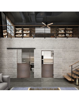 Glasschiebetür BLACK-LINE Loft Rosteisen | Glastuershop24