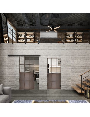 Glasschiebetür BLACK-LINE Loft Rosteisen | Glastuershop24