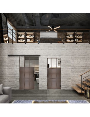 Glasschiebetür BLACK-LINE Loft Rosteisen | Glastuershop24