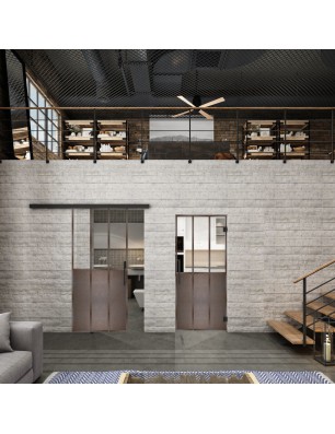Glasschiebetür BLACK-LINE Loft Rosteisen | Glastuershop24