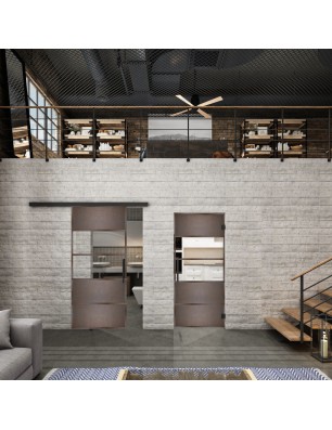 Glasschiebetür BLACK-LINE Loft Rosteisen | Glastuershop24