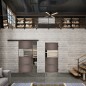 Glasschiebetür BLACK-LINE Loft Rosteisen Genietet 26 Auf Klarglas