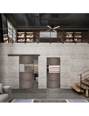 Glasschiebetür BLACK-LINE Loft Rosteisen | Glastuershop24